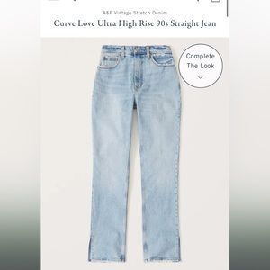 Abercrombie & Fitch Curve Love 90s Ultra High Rise Straight Split Vent Hem